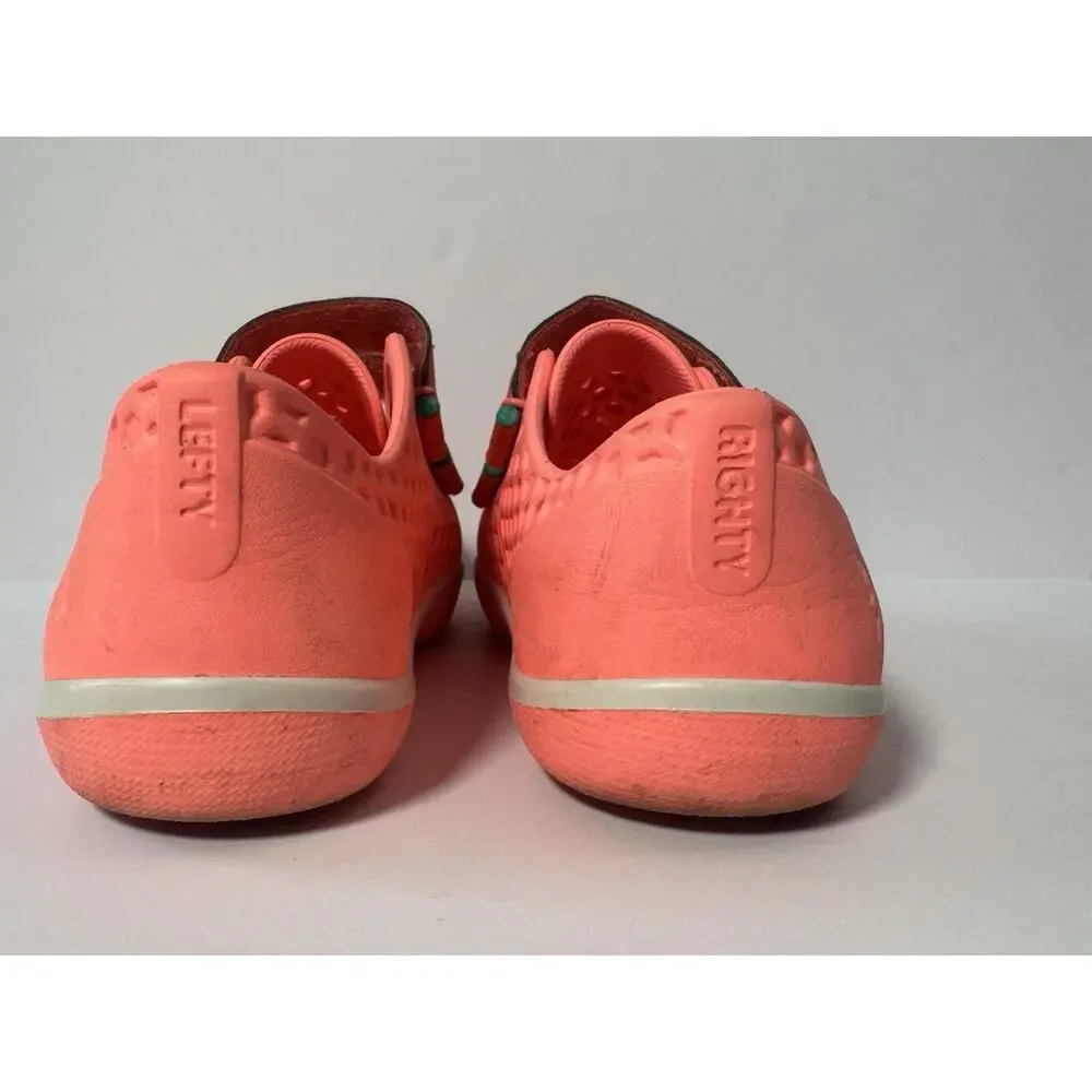 Plae Ty Girls Sneakers Size 1 Youth Coral Pink Hook & Loop Lightweight Shoes